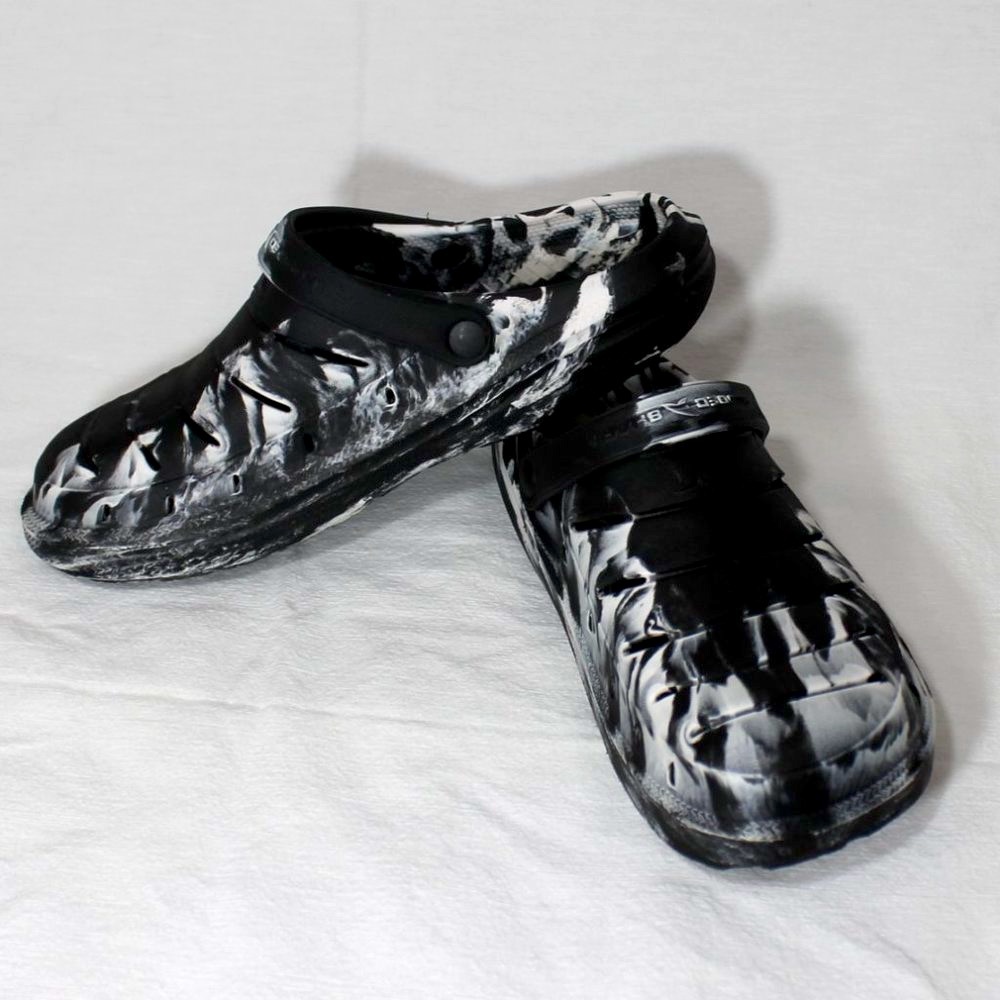 Rugged Shark Comfort Slip On Clog Tye Dyed White Black Shoes Mens Size 6 BMRS22S